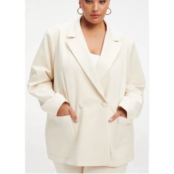 Good American| Womens Oversized The Boss Double Breasted Blazer| Ivory| Sz 2XL - Picture 1 of 10